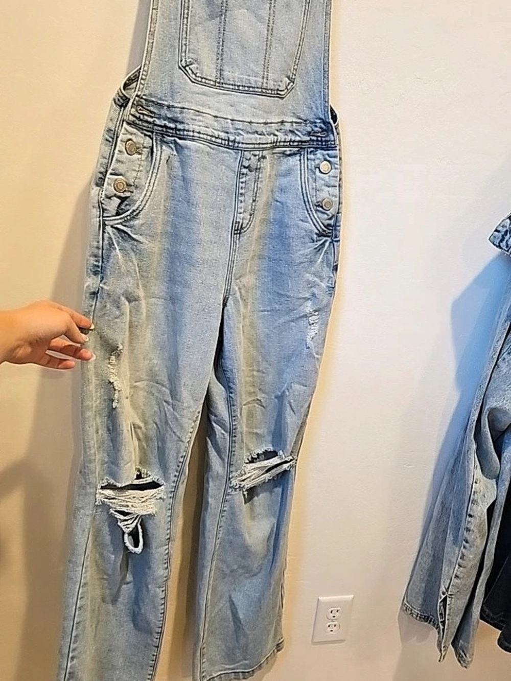 No Boundaries Girls Distressed Denim Overalls Size 00